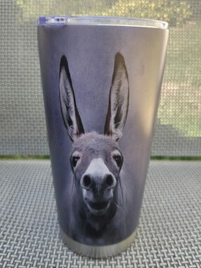 Insulated Stainless Steel Donkey Travel Tumbler Mug With Clear Lid